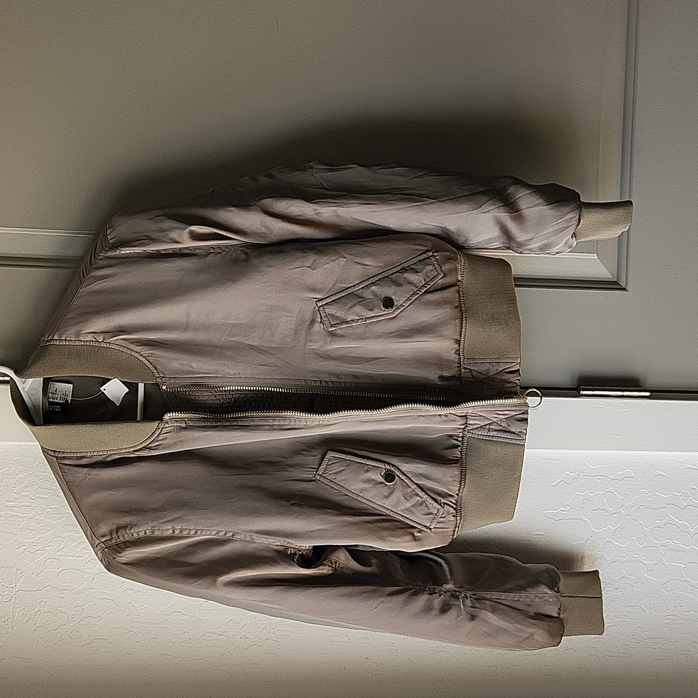 H&M Satin Bomber Jacket in Green